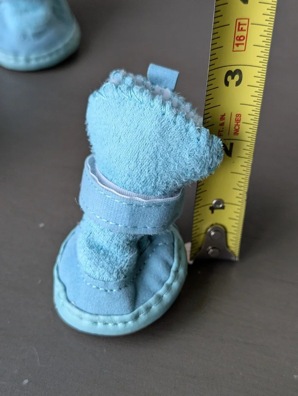 Aqua Blue Plush Pet Boots Paw For Small Dog Like Chihuahua, Yorkie & Others